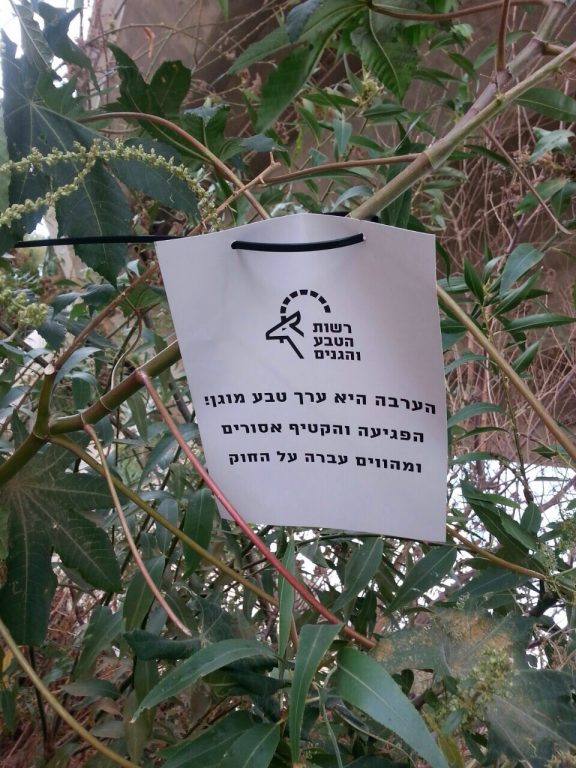 שילוט איסור קטיפת ערבה