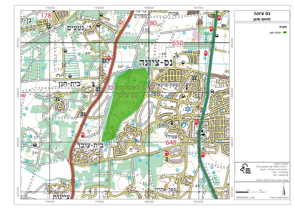 תשריט גבעות הכורכר בנס ציונה