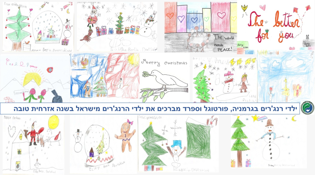 מכתבים וציורים מילדים של חברי ארגון הפקחים האירופאי לחיזוק ילדי עובדי הרשות בעקבות המלחמה